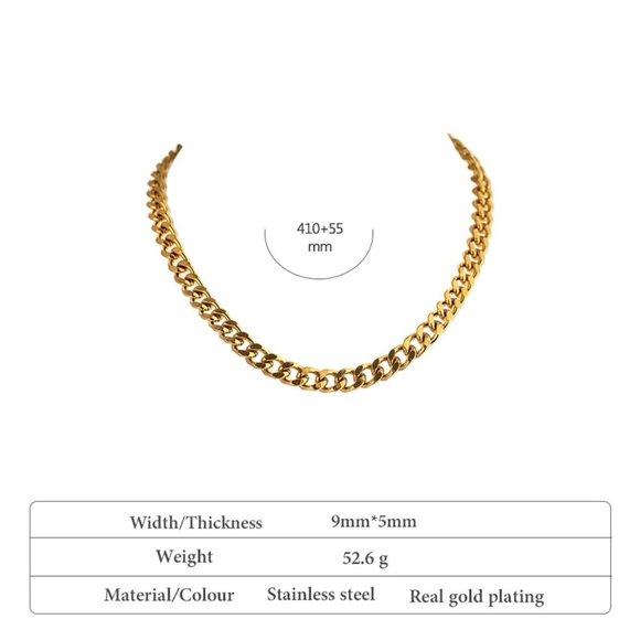 New 18K Gold Plated 18\'\' Cuban Link Chain Necklace